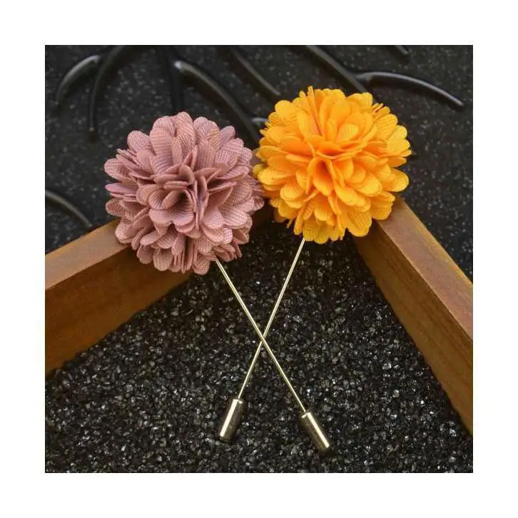 
Handmade Flower Brooches Pin Lapel Camellia Gold Plated Flower Brooch Pin Fashion Boutonniere Stick Chiffon Brooch 