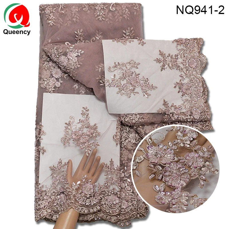 
Beading Lace Women Club Dress African American French Net Lace Fabric embroidery fashion wedding cloth 