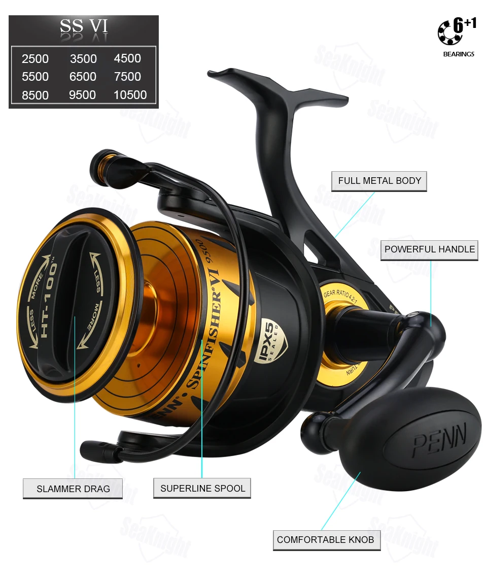 Спиннинговая катушка PENN SPINFISHER VI SSVI 3500 4500 5500 6500 7500 8500 9500 10500 для морской