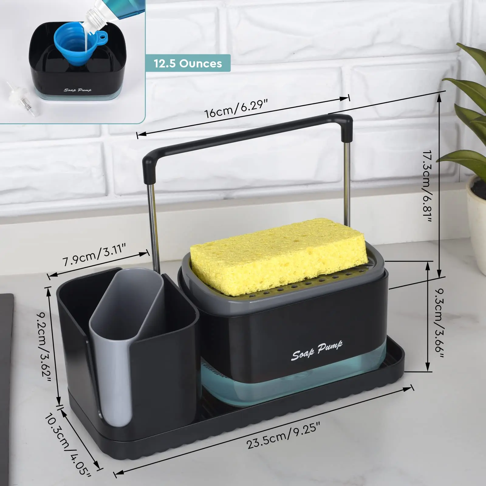 Kitchen Clear Liquid Soap Dispenser Dispenser Bottle Set Soap Pump With Sponge Holder