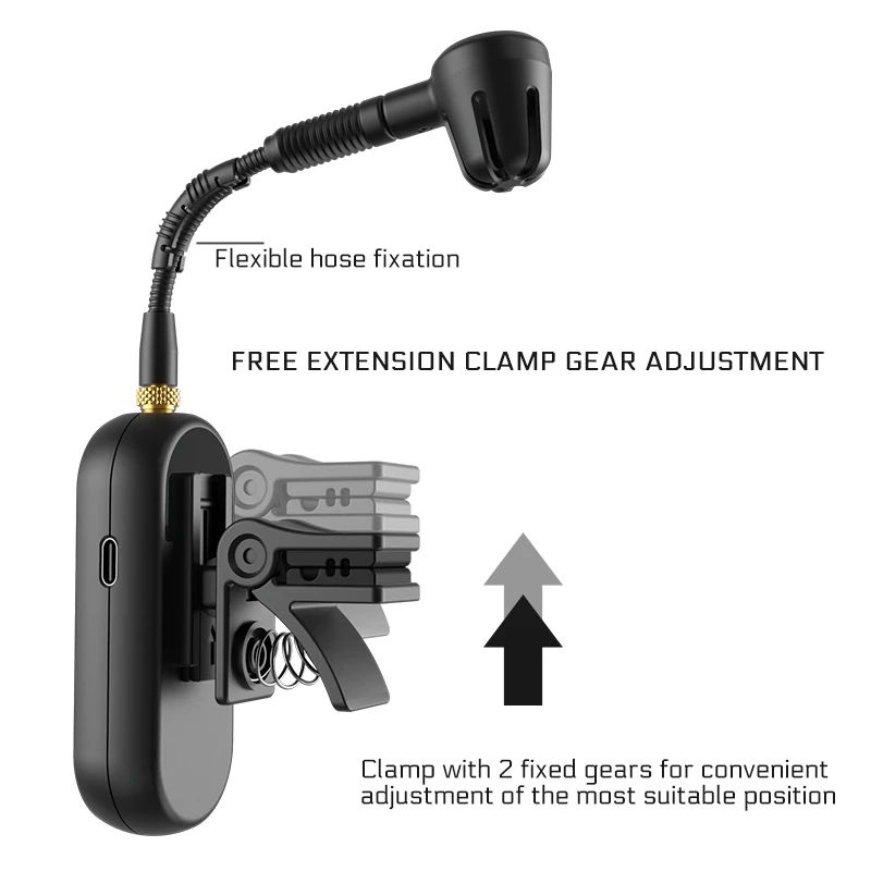 Gooermi M02A Wireless Saxophone Microphone System Clip-On musical Instrument Microphone Built-in Rechargeable Battery