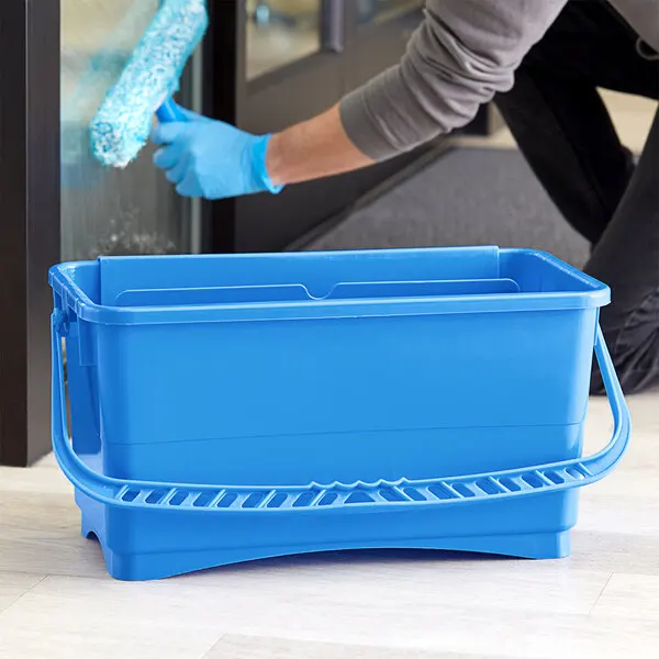 Custom Logo 24L/6 Gallon Plastic Window Wash Pail Bucket Light Rectangle Shaped with Sieve-for Window Cleaning