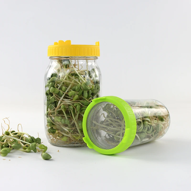 86mm Sprouting Mason Jar Lid for Broccoli Seeds Grow Bean Sprouts Metal Mesh with Plastic Ring