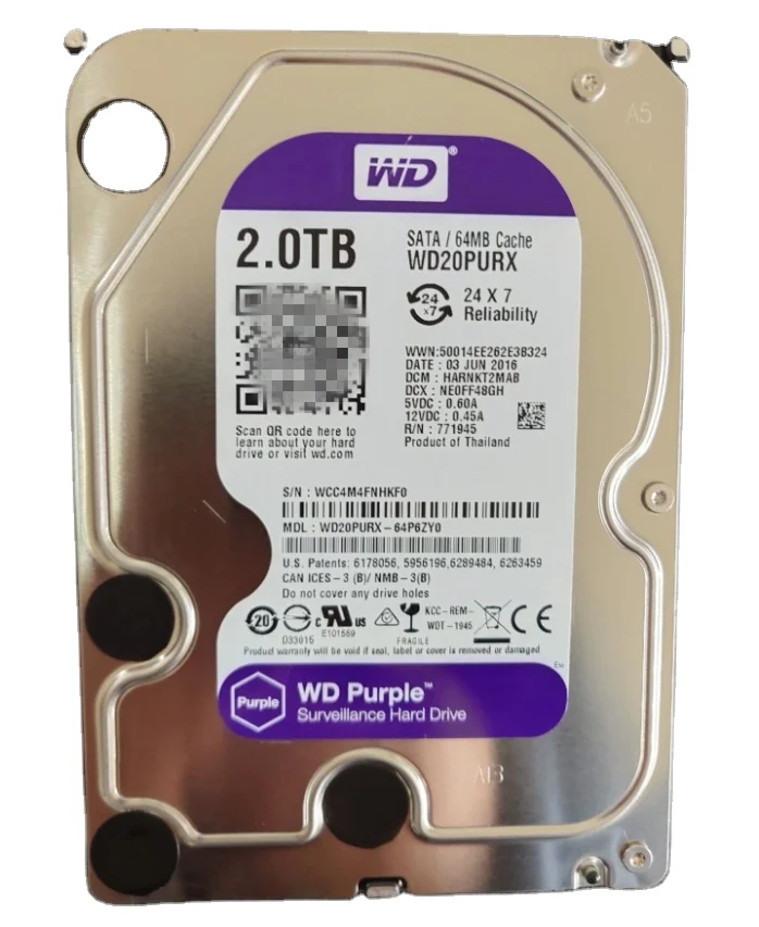 Wholesale WD40PURX Purple 2TB 3TB 4TB 6TB 8TB HDD for DVR Security Surveillance