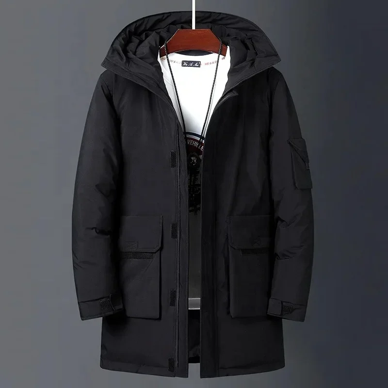 2023 New Winter Jackets Men White Duck Warm Hooded Long Down Jacket Autumn Casual Top Parka Male Black Fluffy Coat for Men