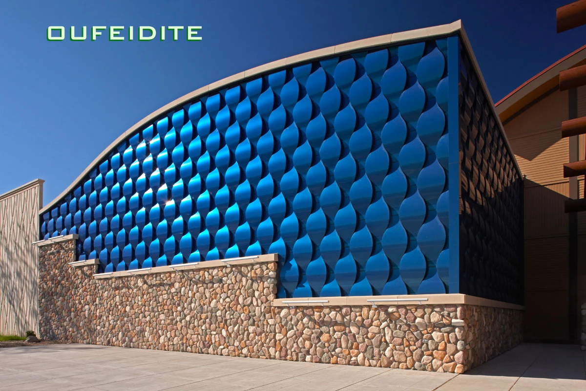 OFDT facade exterieur metal wall aluminum panels 3d Curtain wall laser cut decorative panels outdoor system