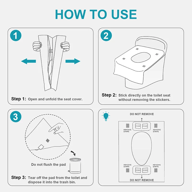 Disposable toilet seat paper 10pcs/bags soft non-slip environmentally friendly elastic non-woven toilet seat cover