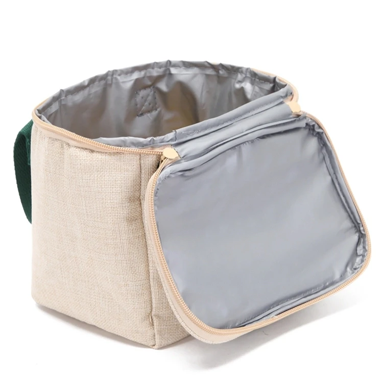 Chiterion Eco Friendly Jute Thermal Lunch Bag Insulated Cooler Bag Lunch Tote Customized Size Logo For Women Kids Promotion Saco