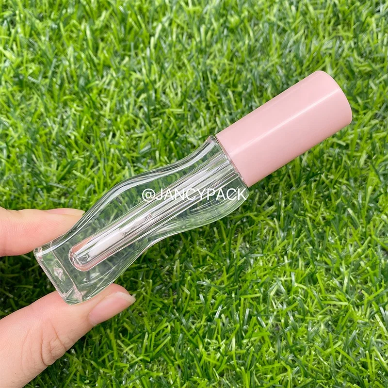 Square curved Wave Shape 2.5ML pink Lip Gloss tubes Wholesale Custom Logo Unique Lip Glaze Tube lip oil bottle