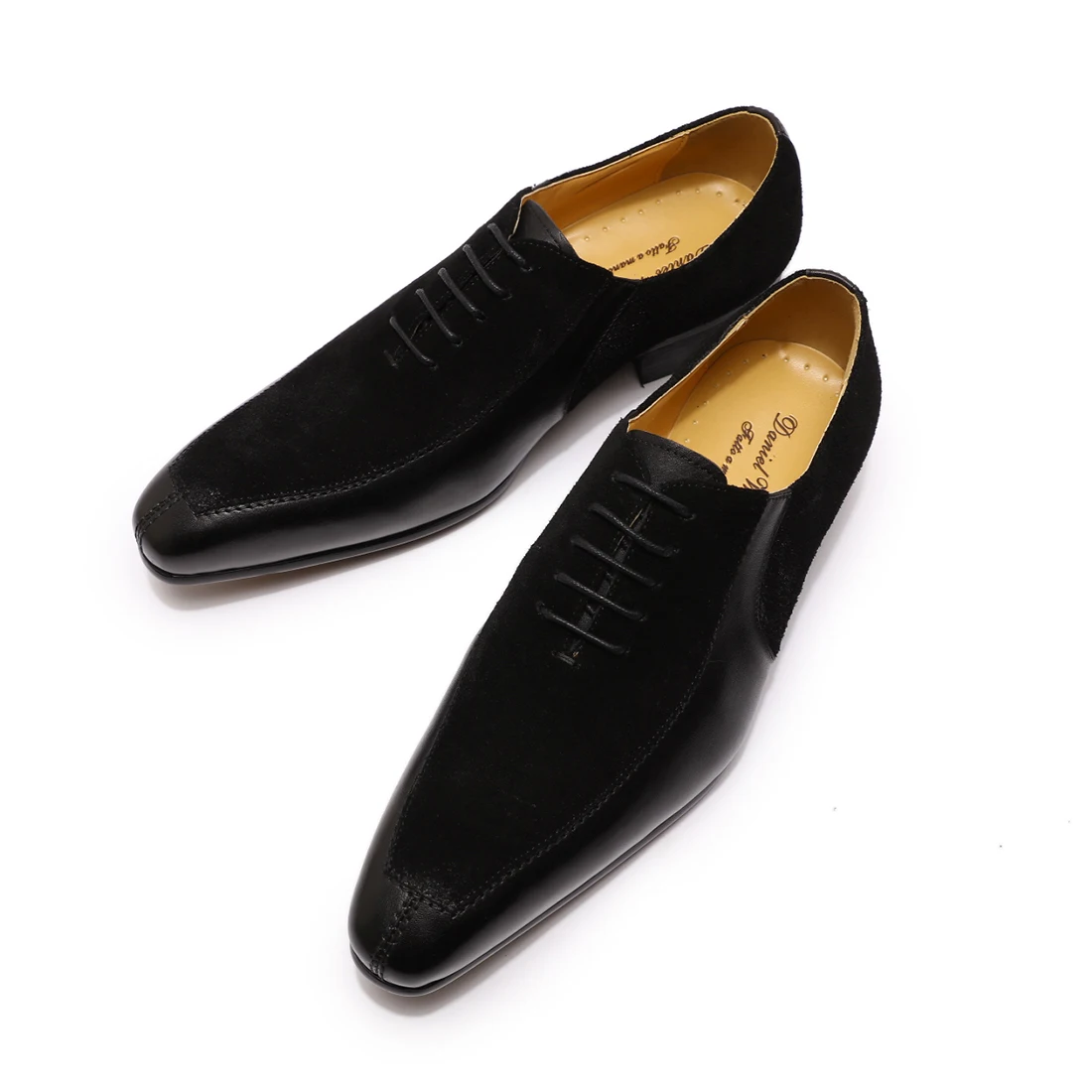 Lace - up lightweight genuine mens suede pointed toe oxford leather shoe
