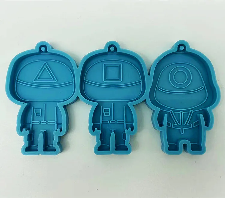 Squid game shape epoxy craft shiny silicone mold key chain combination