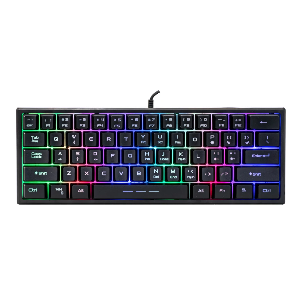 Высококачественная игровая клавиатура 60%, 61 клавиша, RGB клавиатура с 15 клавишами Anti-ghosting