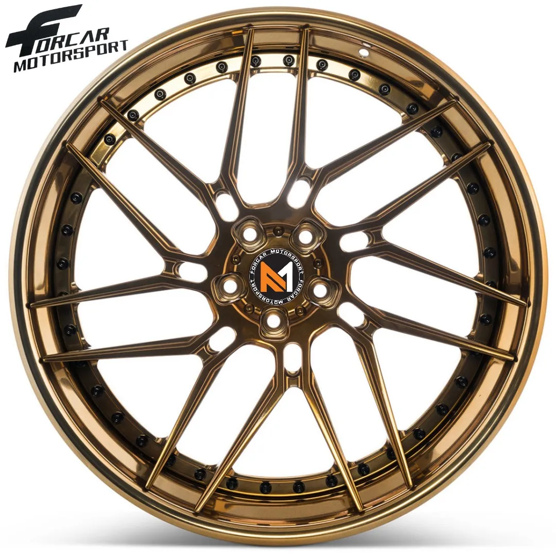 Forcar 18-24 Inch Two-Pieces Rims Golden Chrome Durable 5 Holes Aftermarket Design Wheels