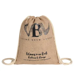 High King Natural Jute Burlap Large Eco Canvas Drawstring Bag Blank Custom Drawstring Backpack