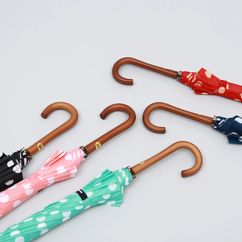 WXL655 UV Protection Travel Golf Sun Umbrellas Parasol Curved Long Handle Straight Polka Dot 12K J Handle Umbrellas