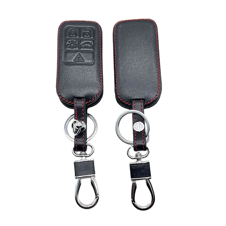 Leather Car Key Cover For Volvo XC70 XC60 V70 V60 S80 S60 V40 Keychain Holder Smart Keyless Remote Control Fobs Protector Cases