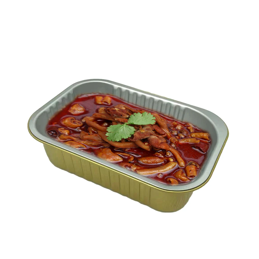 rectangular 475ml gold smoothwall aluminium foil container