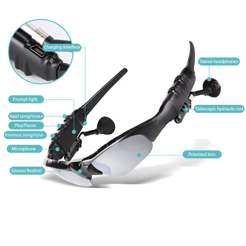 Bluetooth Sun Glasses High Quality Outdoor Sport Glasses Music Headset Polarized Anti-blue Light Eyeglasses Smart Sunglasses