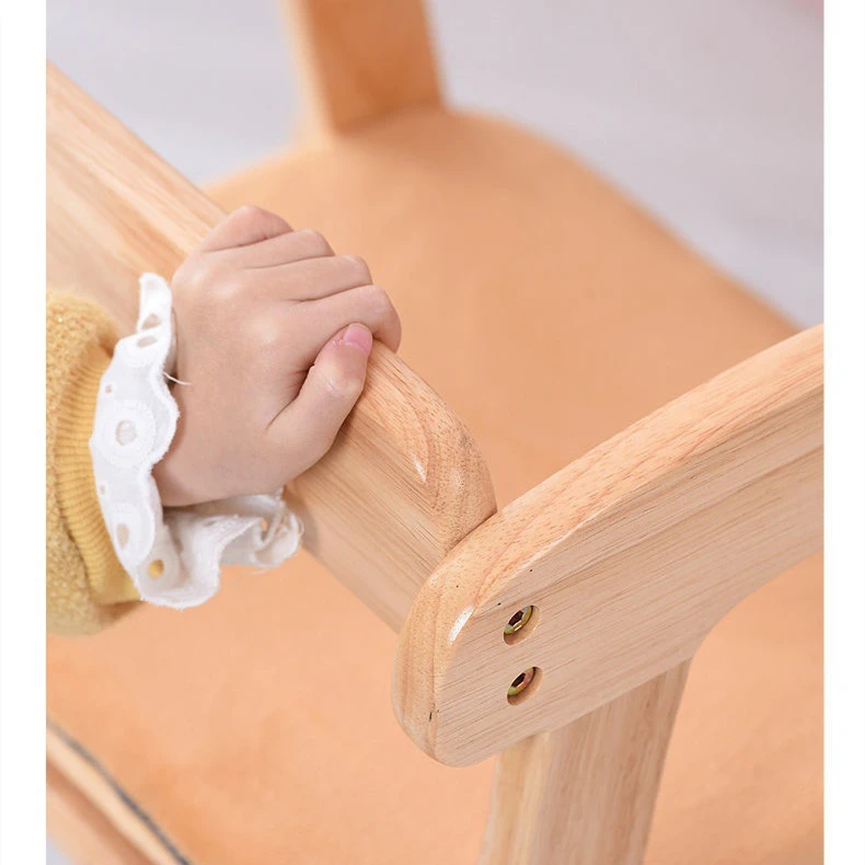 Portable Foldable High Baby Feeding Chair Solid Wooden High Chair Kid Dining Chair