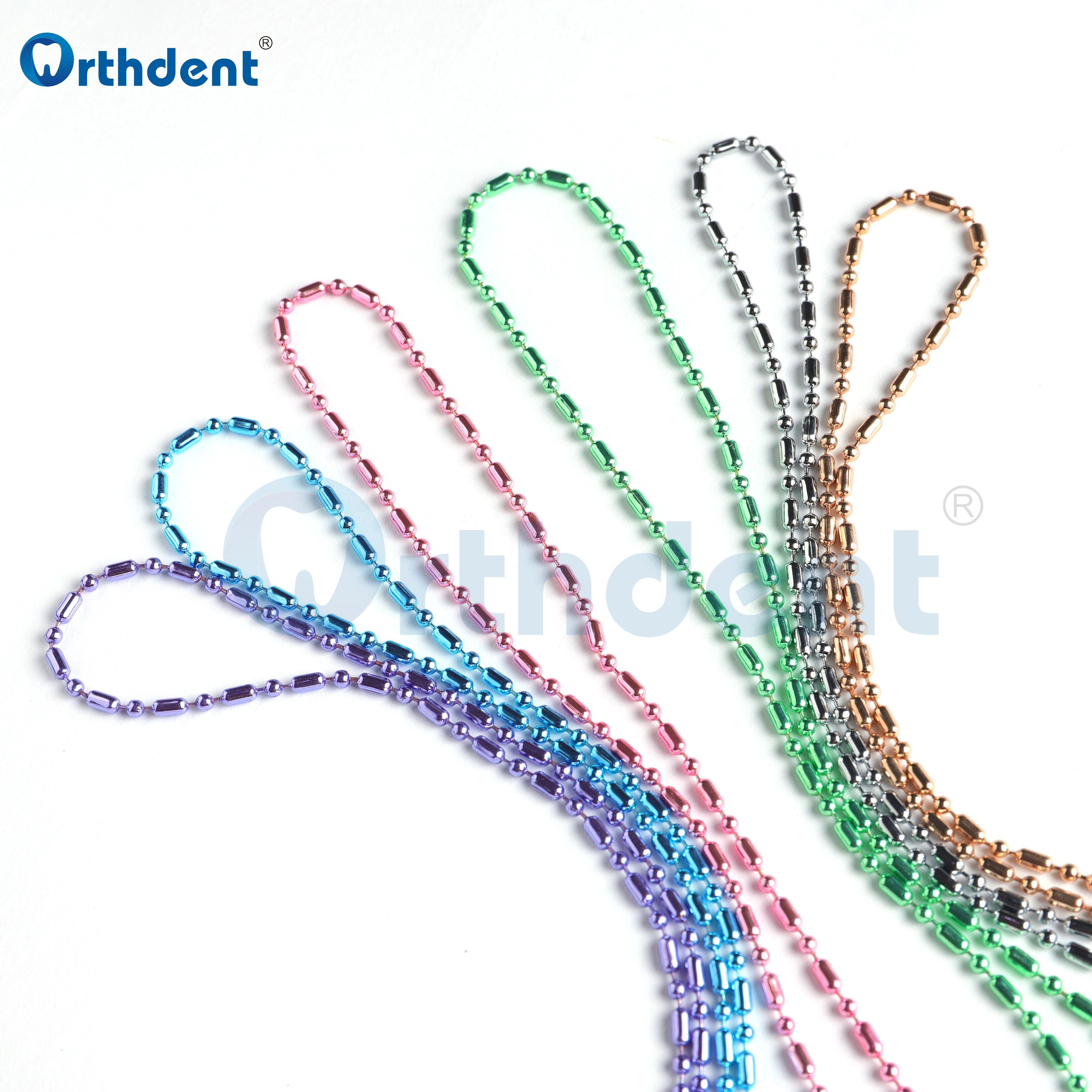 6 Pcs/Set Dental Colorful Bib Clips Cord Napkin Holder Flexible Metal Ball Chain Bibs 48cm Stainless Steel Instrument Materials