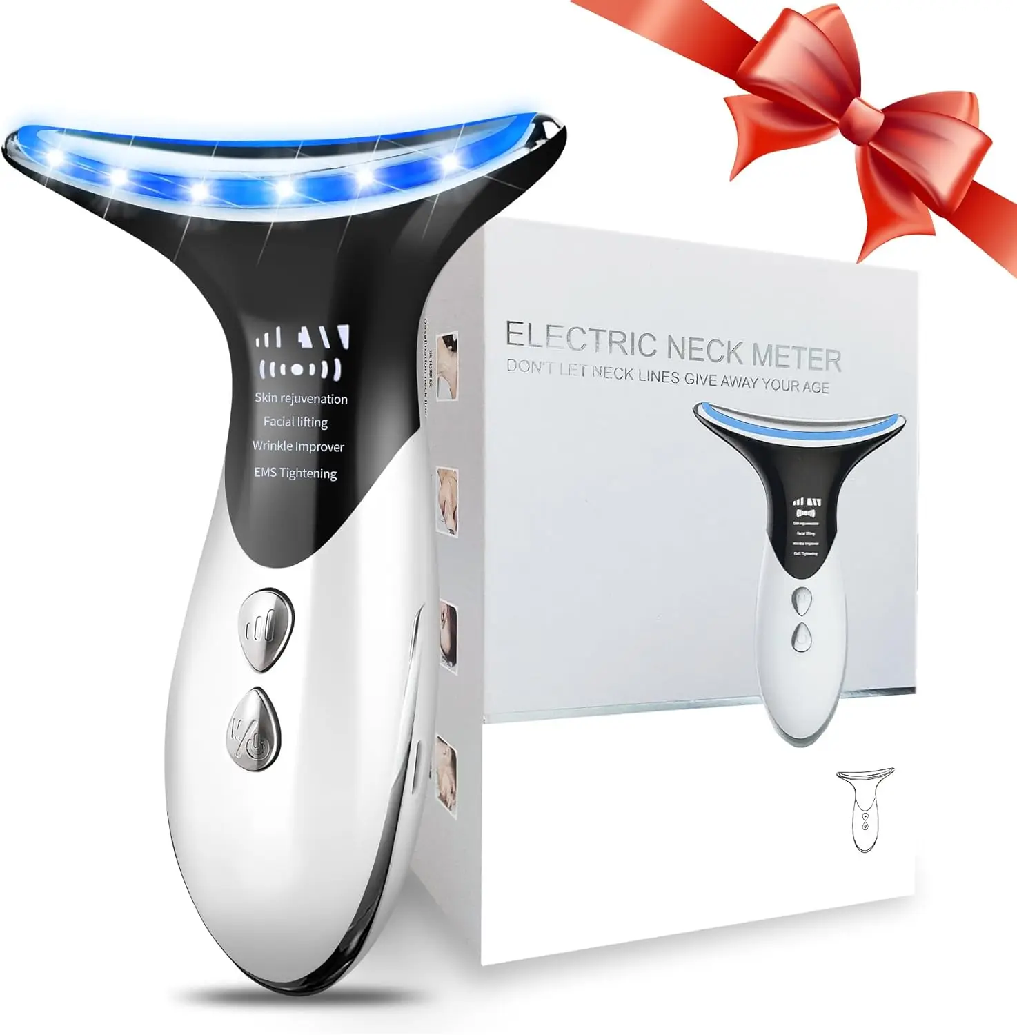 Hot Sale EMS Micro Current Lifting Vibration Massage Color Light Electric Neck Face Lifting Beauty Device