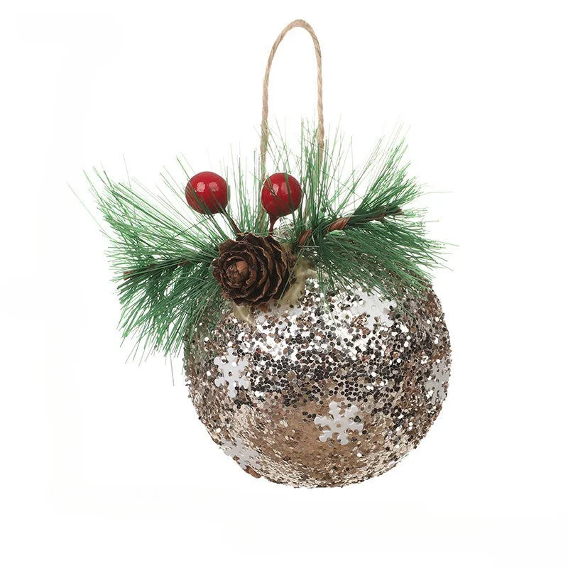 Shatterproof 30cm Christmas Tree Ornaments Xmas Hanging Sequin Pinecone Foam Balls for Home Decor