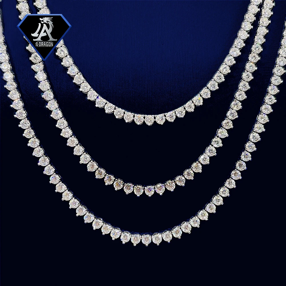 Best selling 3mm 925 Silver Moissanite Hip Hop Claw Necklace for Men Single Stone Pendant