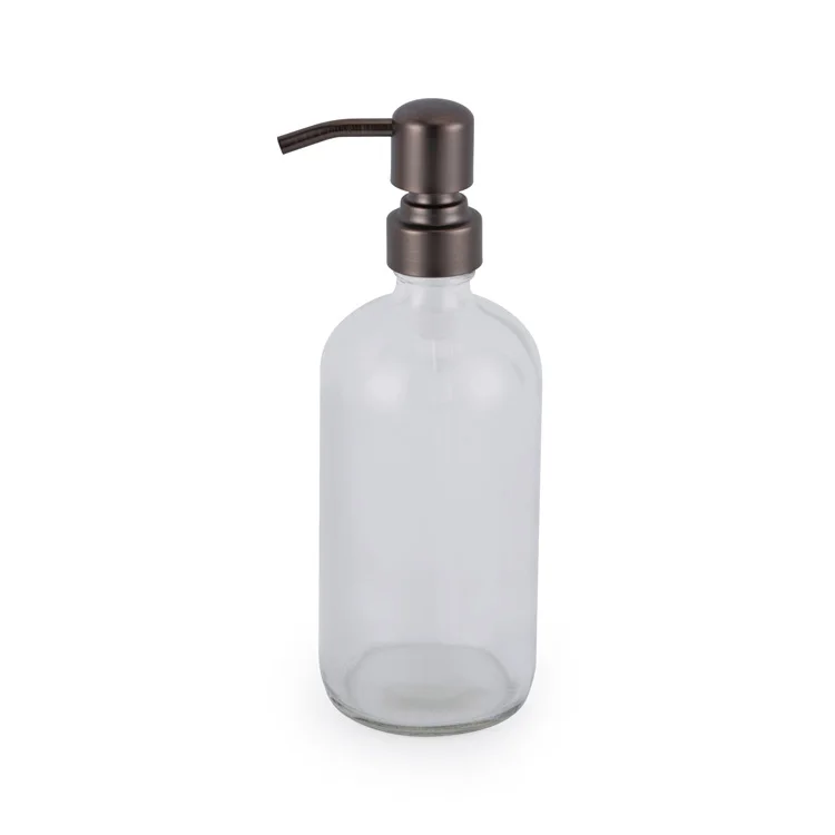 China Manufactory amber soap dispenser Bath recycled bottles gold glass bottle For Hand Gel