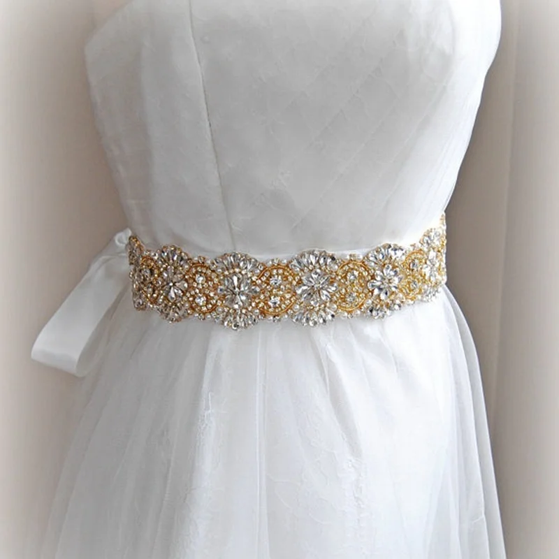 
Hot Sale Pearl Crystal Beaded Flower Bridal Sash Handmade Rhinestone Belt with Ribbon for Bride Bridesmaids formal Dress 