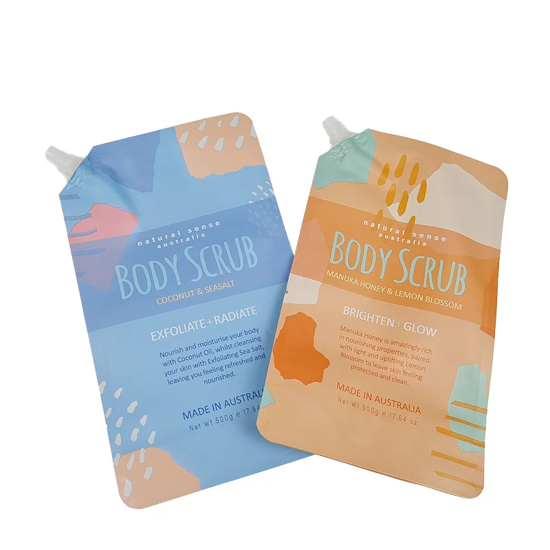 Factory customized printing content vertical bottom plastic bag polyester film bag with suction nozzle liquid snacks