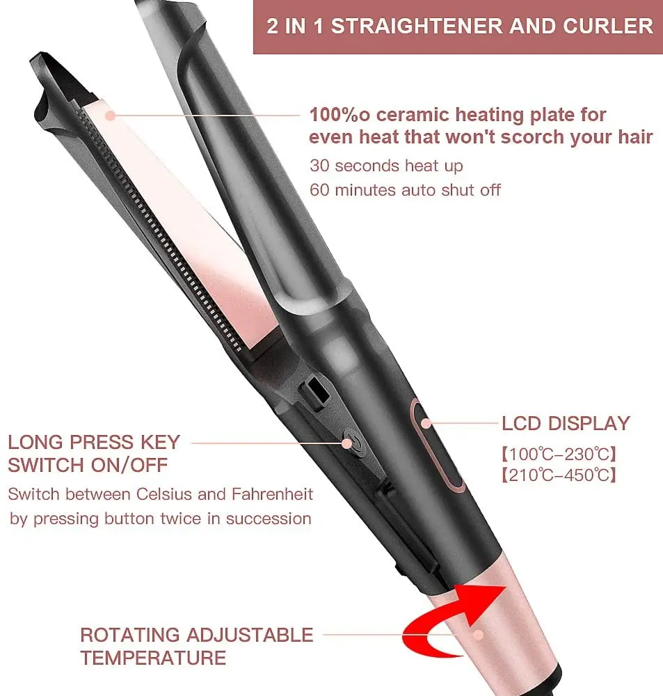 Wholesale Price Private Label Professional Hair Straightener PTC 450 degree Salon Curling Hair Flat Irons