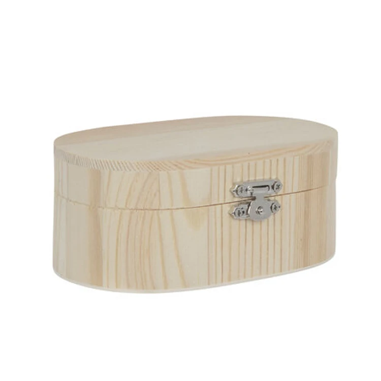 Keep tiny trinkets and keepsakes Oval shape Wood Box unfinished plywood box