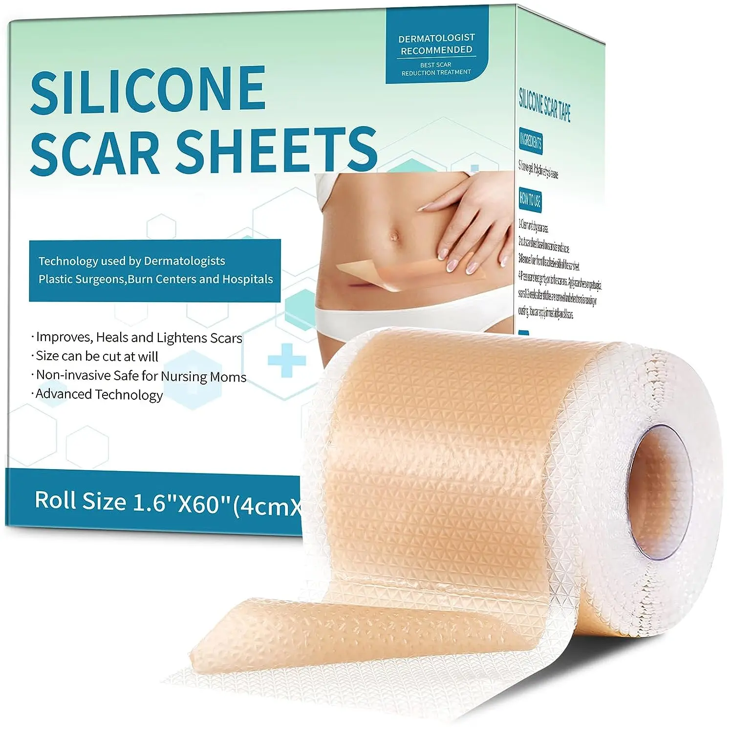 Private label Reusable Waterproof Silicone Gel Scar Removal Gel Sheets for Surgery Injury Burns Scars Silicone Scar Sheets