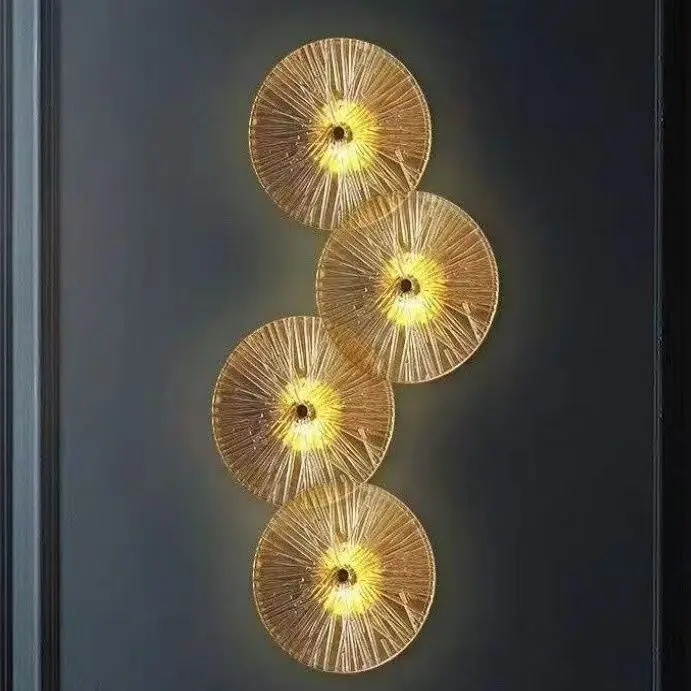 Modern Living Room Glass Lotus Leaf Wall Lamp Background Wall Bedroom Bedside Lamp Designer Personalized Aisle Wall Fitting