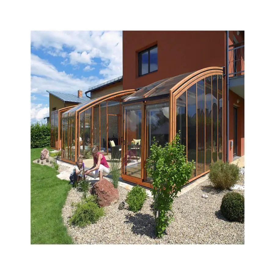 Electric mobile sun room aluminum retractable pergola glass sun room electric sun room