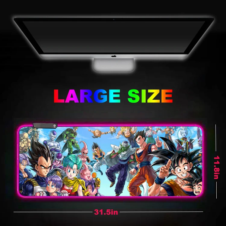 New Design 13 Light Modes Led Computer Keyboard Mouse Mat Anime RGB Mouse Pad