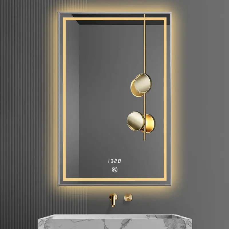 hotel led wall mirrors aluminum frame intelligent bathroom mirrors LED light touch screen luminous mirror
