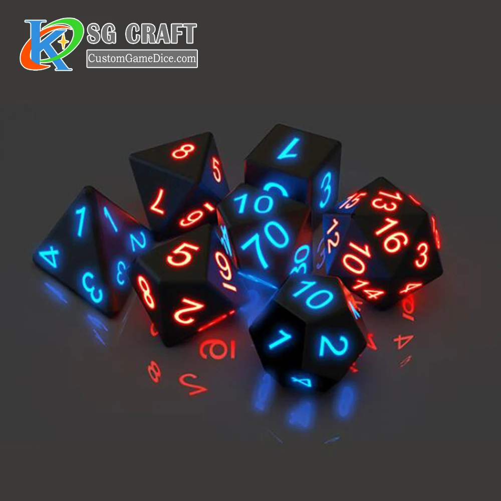 Оптовая продажа настольная игра DND многогранная 7 шт. в наборе игральные кости для Хэллоуина светодиодные светящиеся