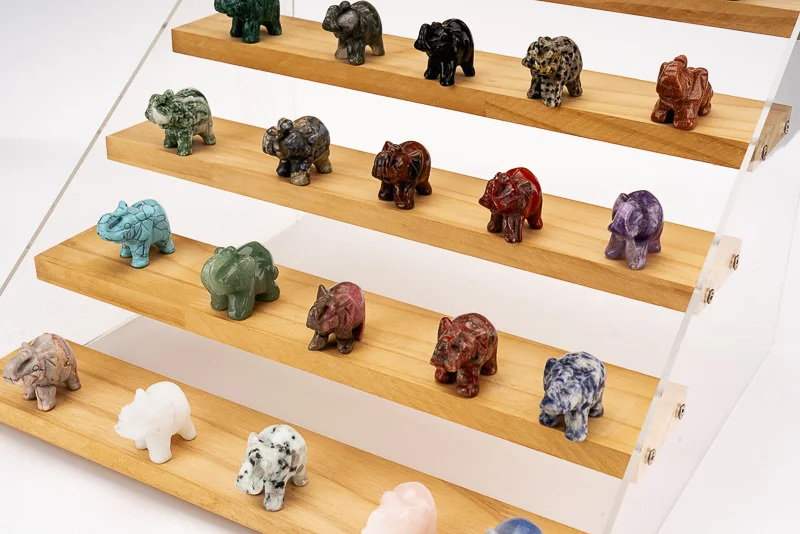 Colorful Dalmatian Stone Animal Carving Factory Direct Sale Crystal Elephant Home Decoration Jade Chakra Opal Gemstone Gift