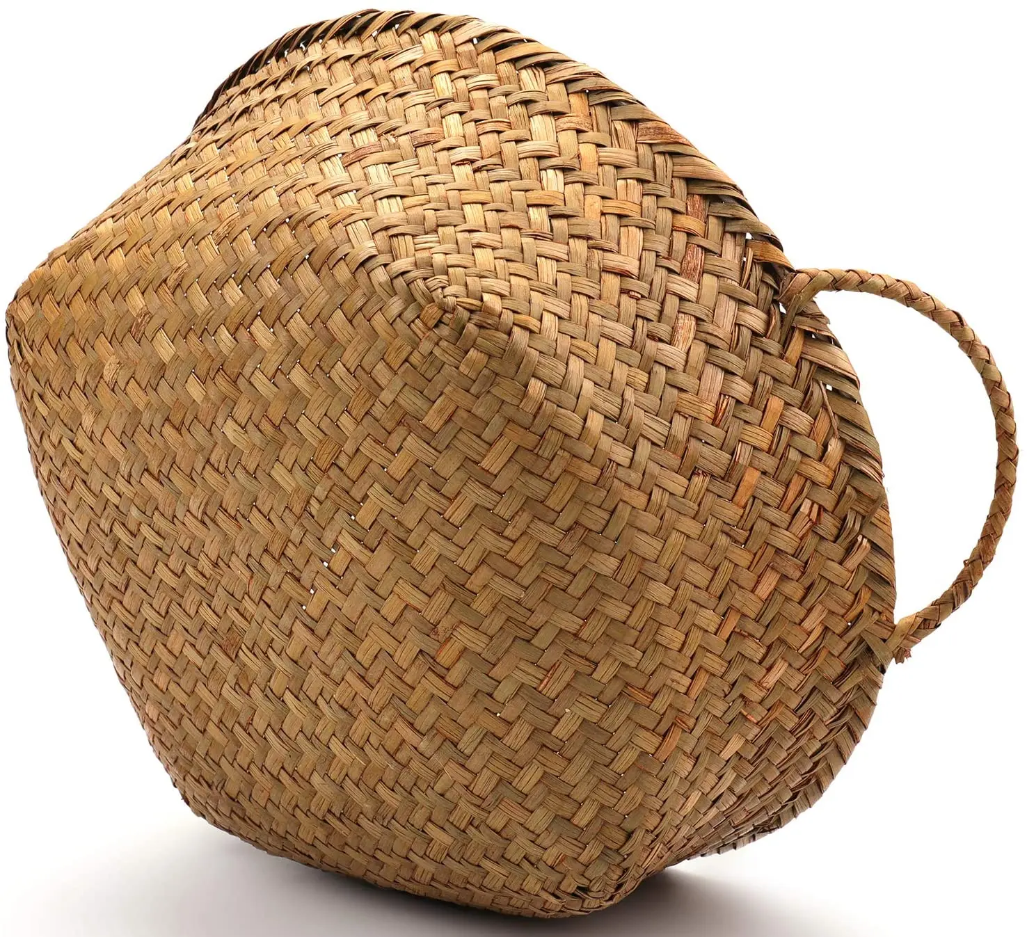 China Wholesale Natural Seagrass Woven Weaving Straw Wicker Storage Basket with Handles
