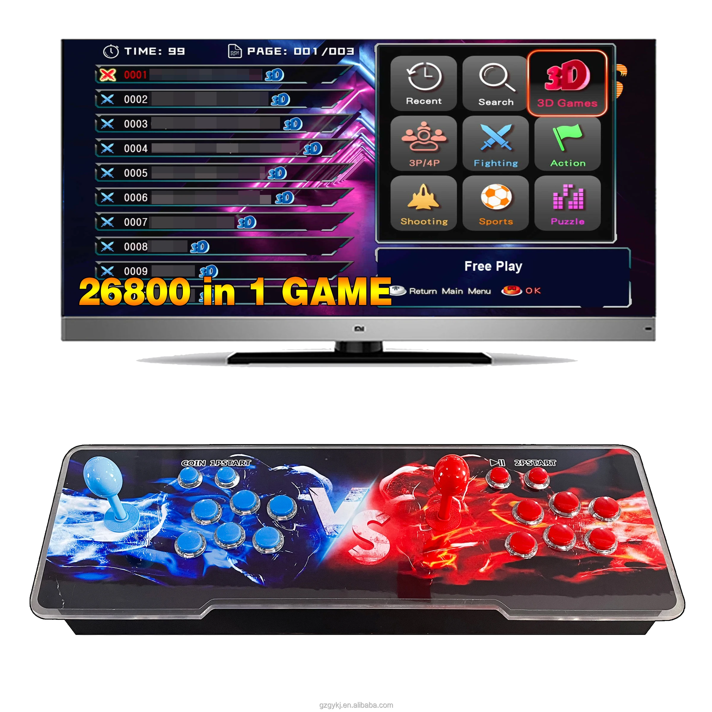 Classic retro gaming box family arcade game iron material console 26800 in 1 video game controller arcade game machine