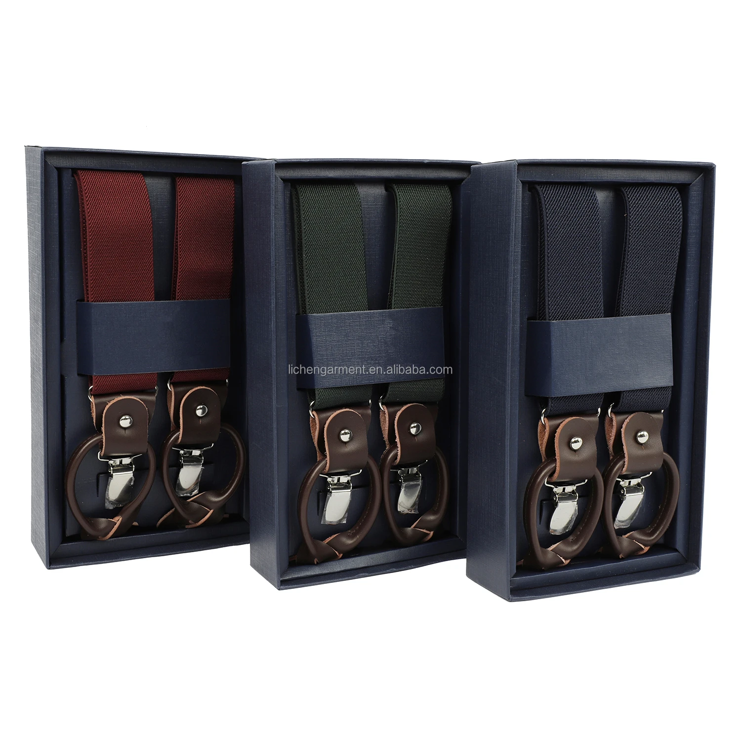 Luxury Custom Logo Silk Fabric Suspenders Solid Color Y Back Braces 3 Clips Gift Box Adjustable Suspenders for Men