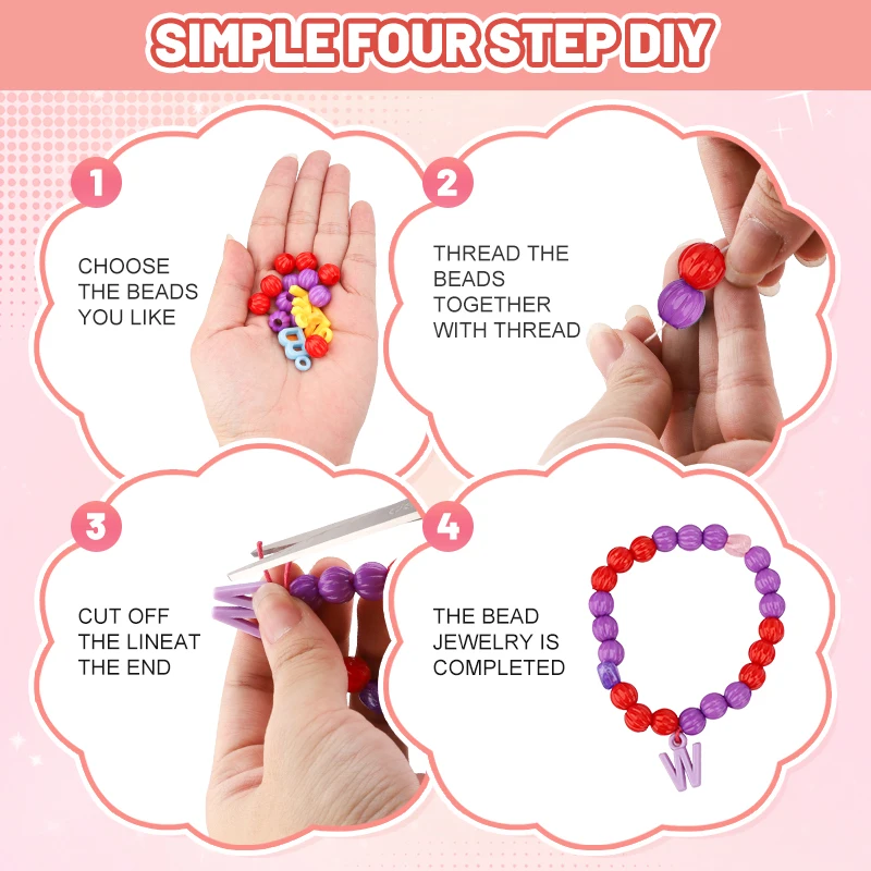 Leemook Kids DIY Bead Jewelry Making Kit Beads for Girls Toys Bead Art and Craft Kits DIY Bracelets Necklace Toy
