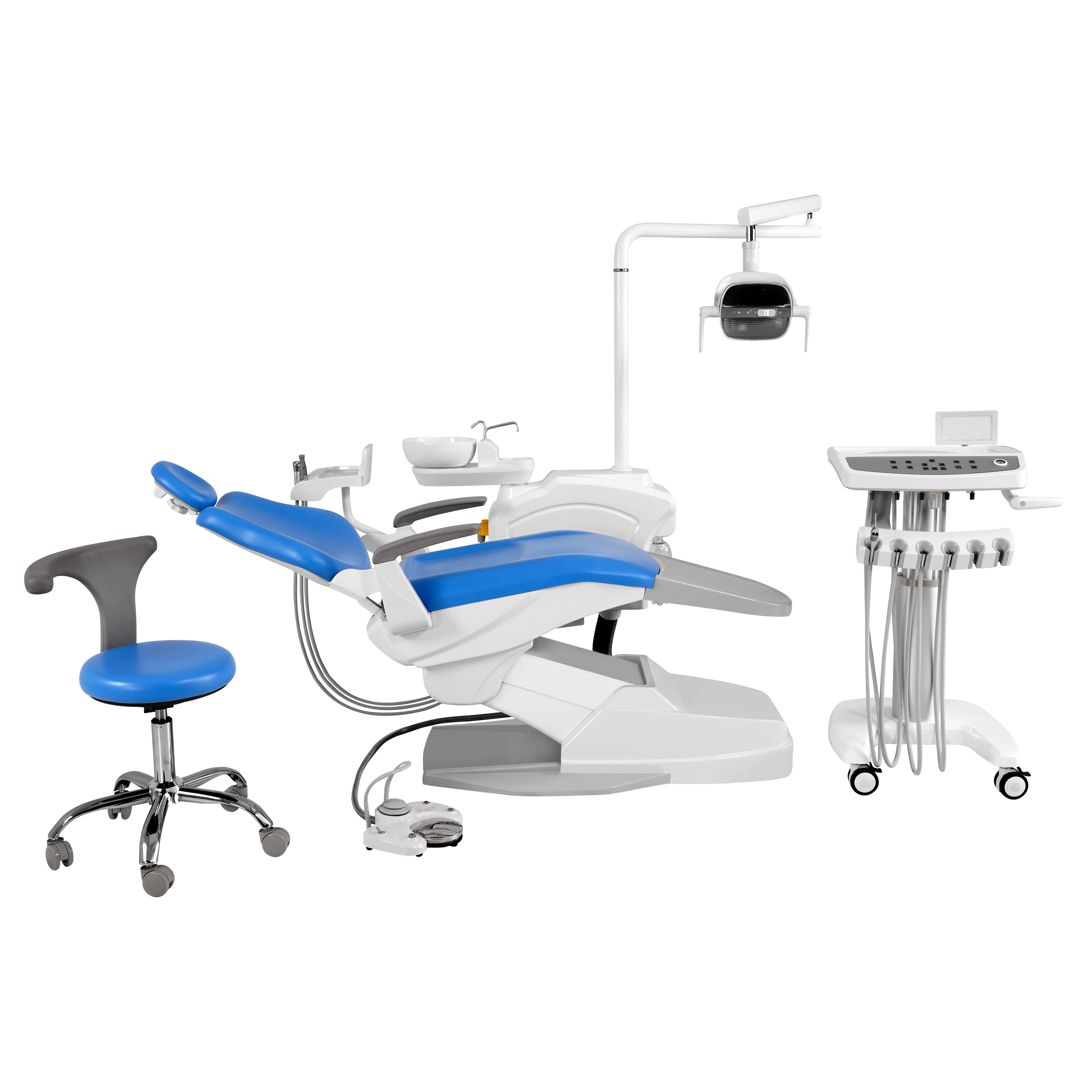 Cheap Top mounted foshan China dental chair set for sale silla dental cost dental chairs unit price dental unit dental equipment