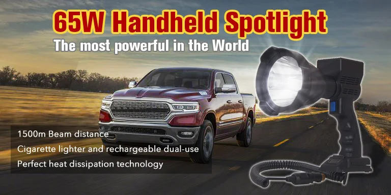 65W 6500lm LED Handheld hunting spotlight searching light