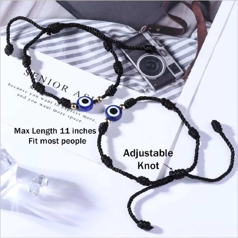 fashion handmade adjustable devil eye couple bracelet adjustable lucky red rope line thread braided string bracelets 7 knots