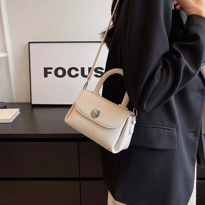 2023 Y2K Designer Crossbody Bag with Short Handle for Women - Small Leather Cute Solid Color Handbags and Purses