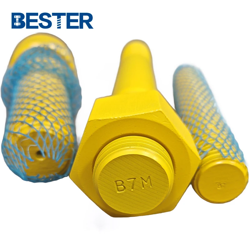 M10 3/8 Astm A193 B7m Ceramic Fluorocarbon Coated Carbon Steel Stud Bolt Ptfe Thread Bolt Stud Bolt