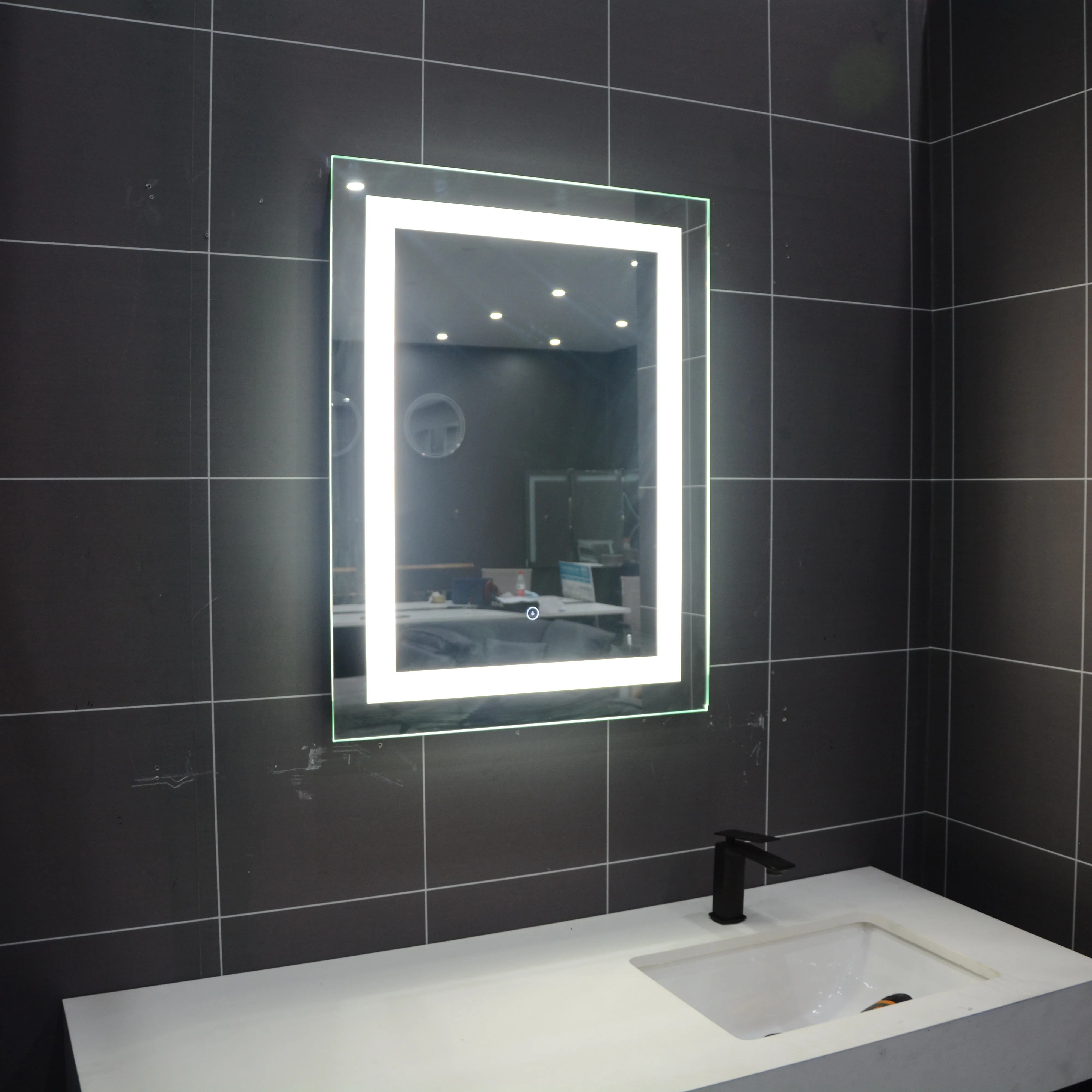 FactorHighzway Custom Hotel light mirrors Full UL cUL touch sensor dimmer defogger CCT 3000K-6000K front lit bathroom led mirror