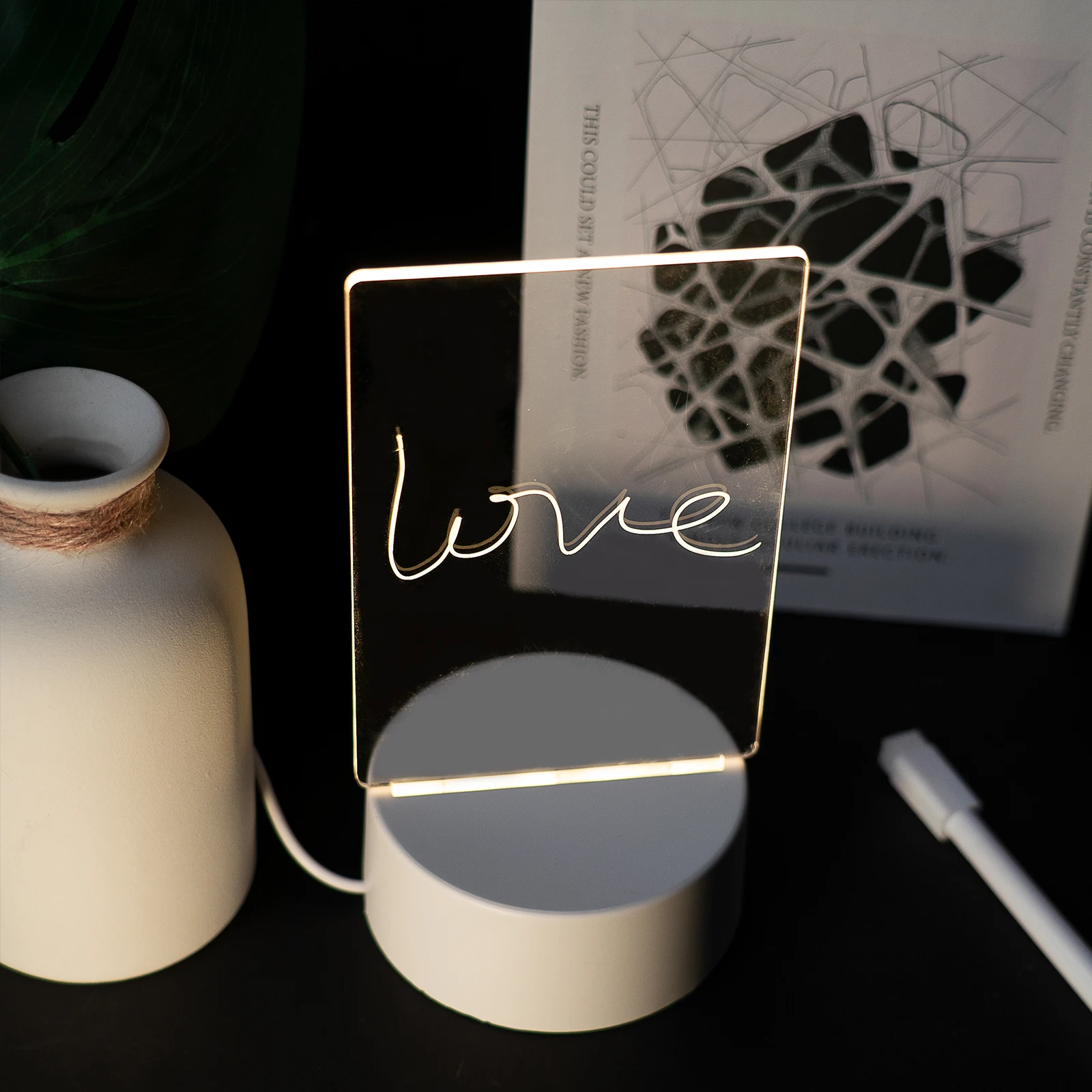 Erasable Writing Message Writing Board led note board Blank Memo with Calendar USB Acrylic Kids Led Night Light